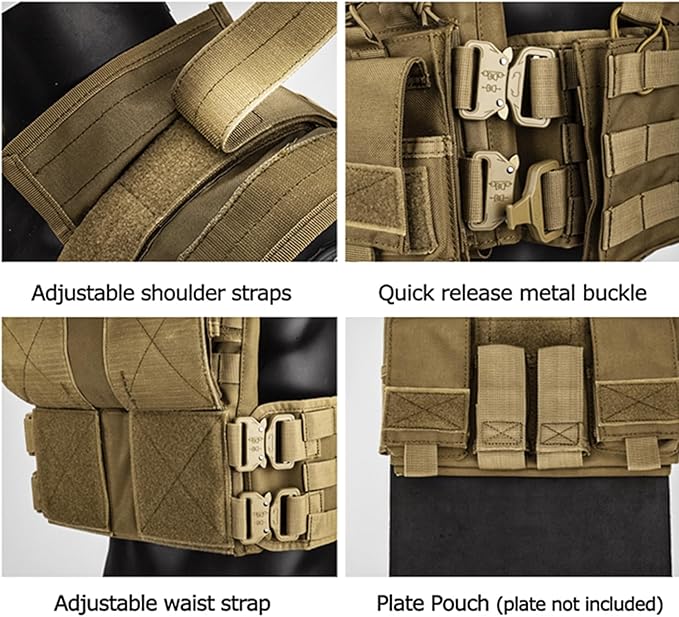 YAKEDA Tactical Outdoor Training Vest - Molle Vest With Multi-Functional Pouches For Training, Hunting & Hiking