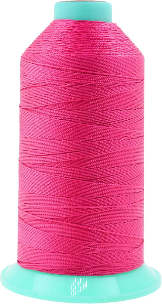 Mandala Crafts Bonded Nylon Thread Hot Pink Heavy Duty Sewing Threads - 415 YDs Size 346 210D T350 Tex 350 Thread for Leather Jeans Weaving Outdoor Marine Upholstery Threads