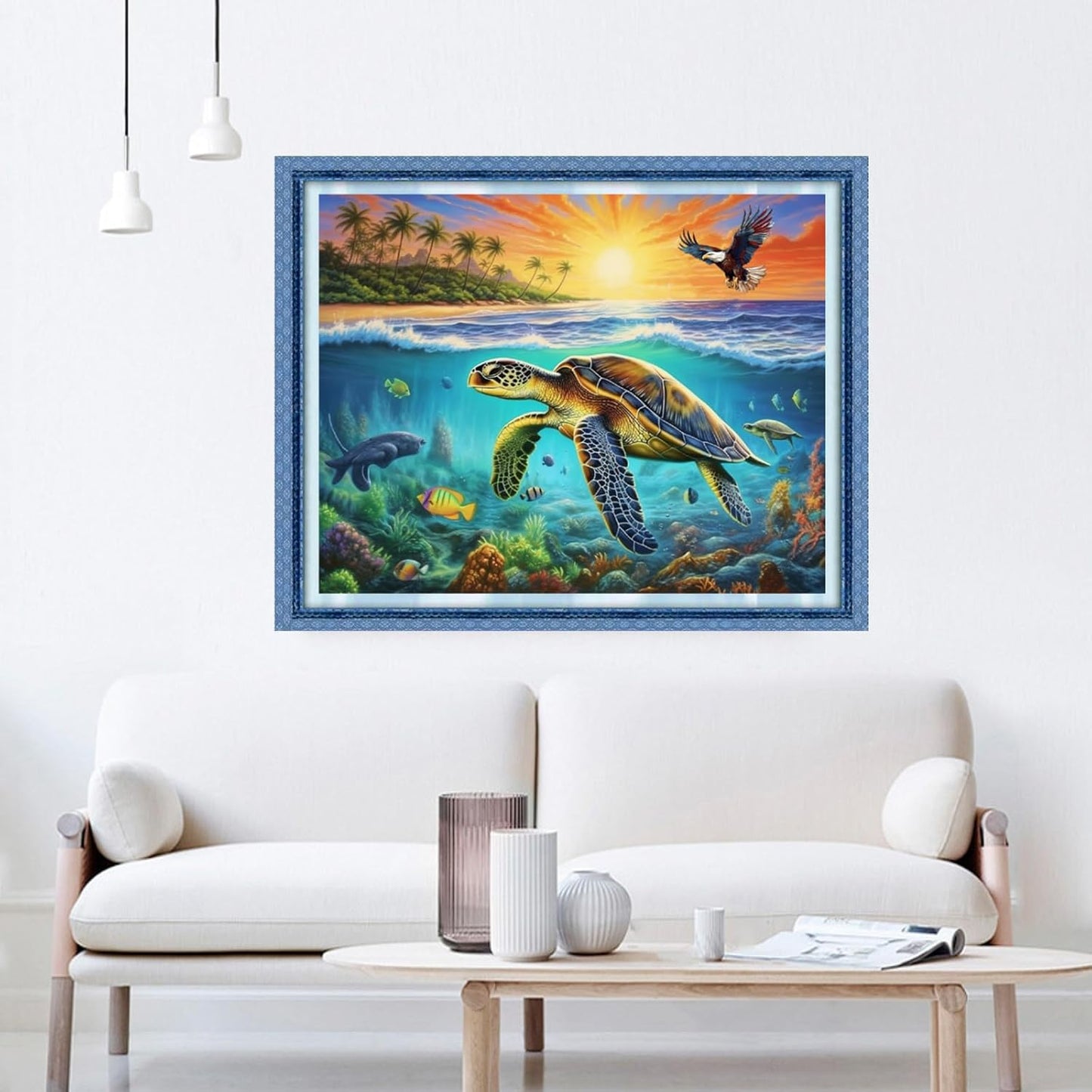 Dooxvey Cross Stitch Kit for Adult Beginners - 11CT Underwater Turtle Pattern, 16x20 inch