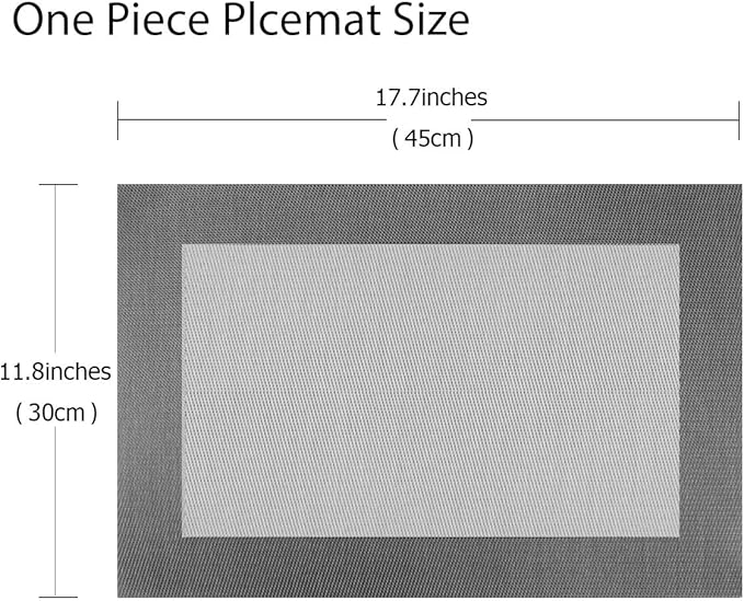 PIGCHCY Placemats Vinyl Washable Table Mats Elegant Non-Slip Placemats for Dinner Table Set of 4 (Silver)