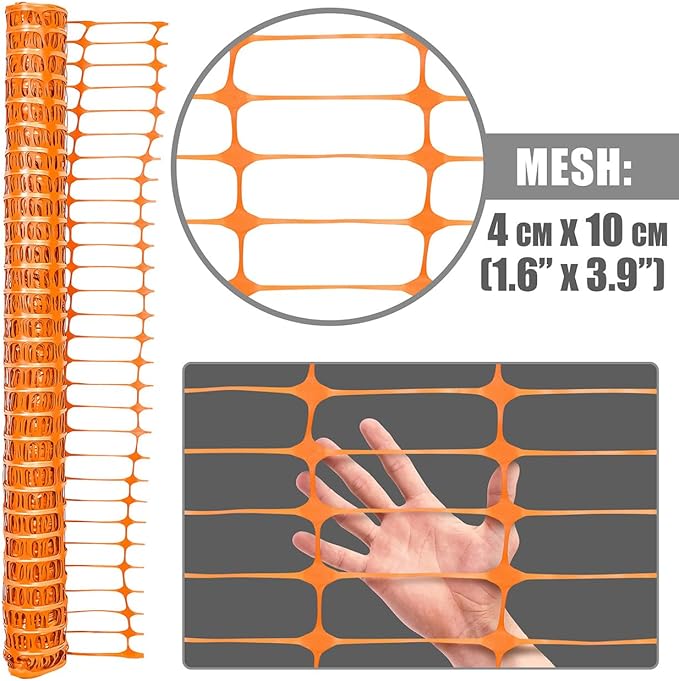 Fencer Wire 4 ft. Safety Fence, 100 ft. Orange Plastic Fencing Roll for Construction, Pet and Event Fencing, 4 cm x 10 cm Mesh