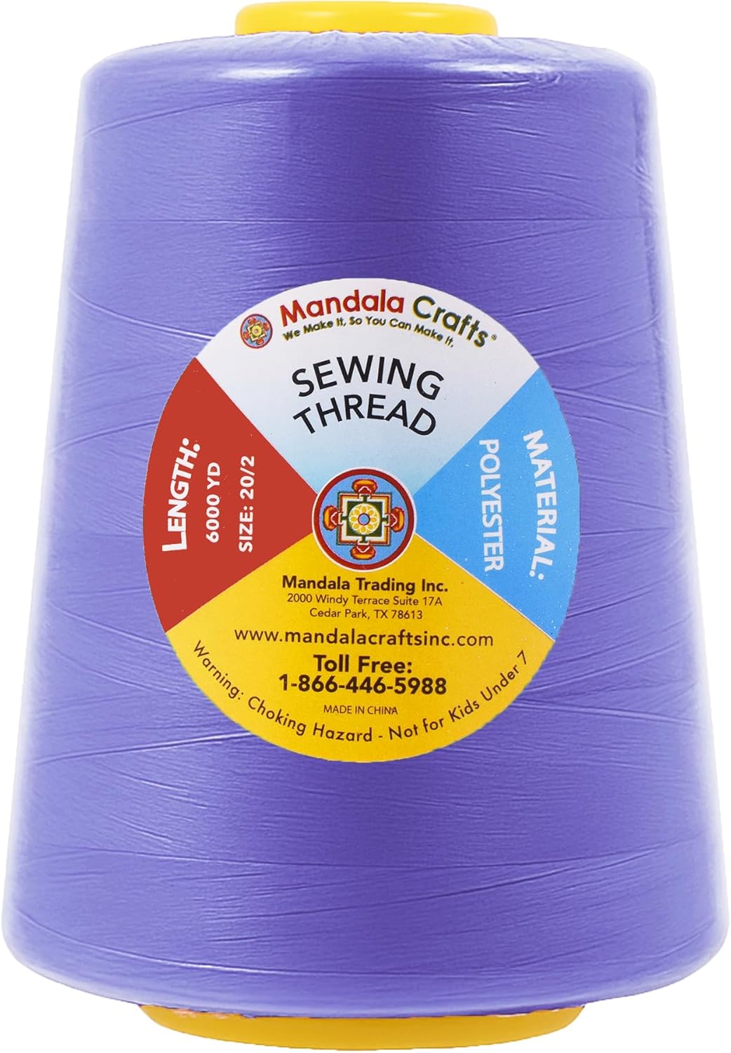 Mandala Crafts 4 Pack of Serger Threads Cones Spools - 20S/2 24000 Yards Polyester Periwinkle Threads for Sergers Machine and Overlock Quilting Sewing Machine