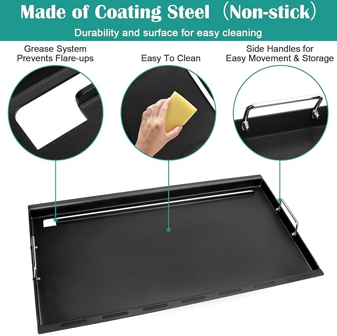 Full-Size Griddle Inserts for Weber Genesis II 400 Series Gas Grill, Flat Top Grill Griddle for Weber GS4 Genesis II E-410 S-410 E-435 S-435 E-440 S-440, Replace for 6789 Ful Size Griddle
