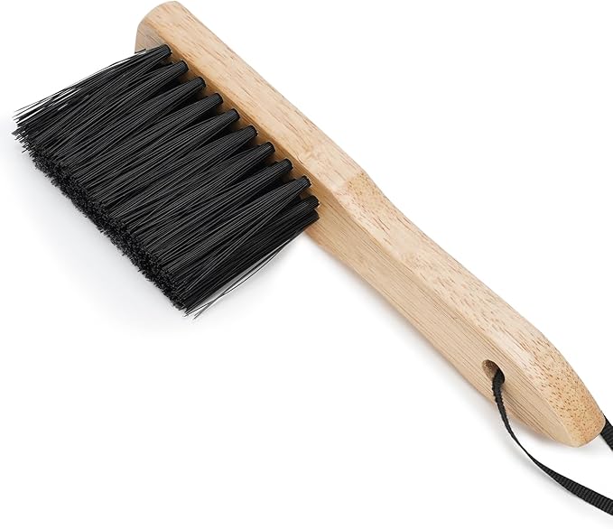 Ash Shovel & Hearth Brush Set - Fireplace Tools Set, Fire Pit Tools, Hearth Tidy Set, Metal Brush Pan Set Made of Natural Wood & Coco Bristles - Wider Scoop