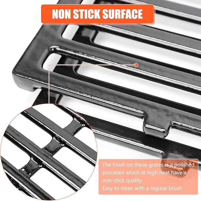 QuliMetal 66089 66097 18.7" Grill Grates for Weber Genesis 2 E-410/E-415/E-435, Grill Parts for Genesis II/LX E-440 Series Gas, Upgraded Cast Iron Grill Grates Replacements for Weber Genesis GS4