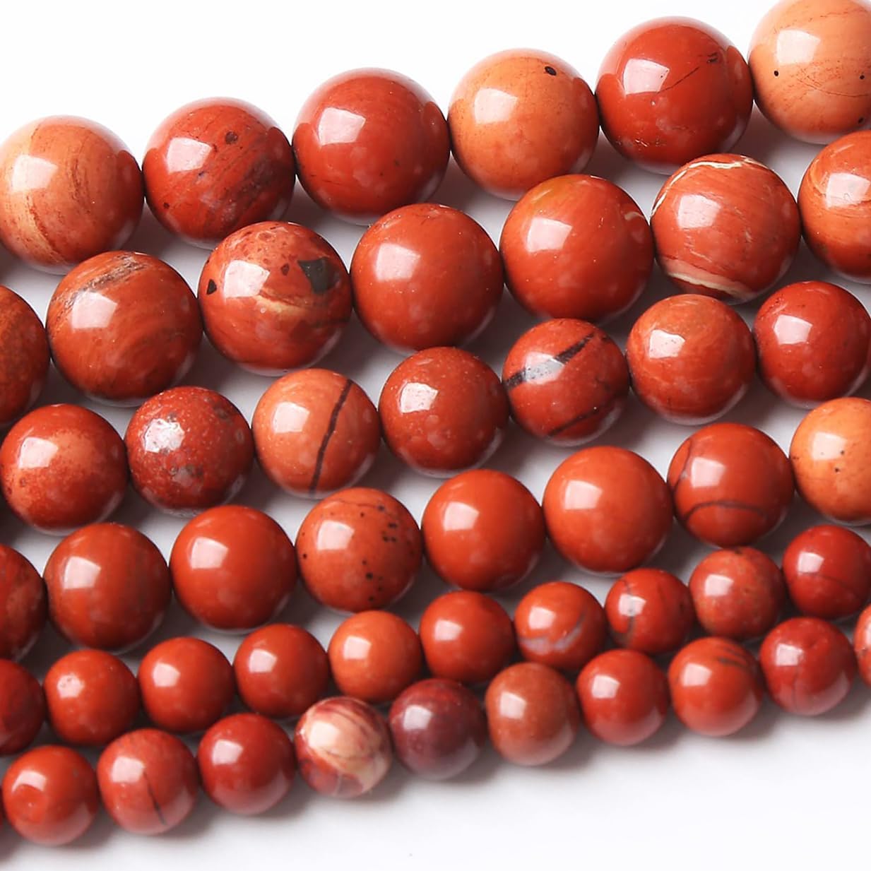 32PCS 12MM Red Jasper Stone Beads Round Loose for Jewelry Making DIY Energy Healing Power Bracelet 15"