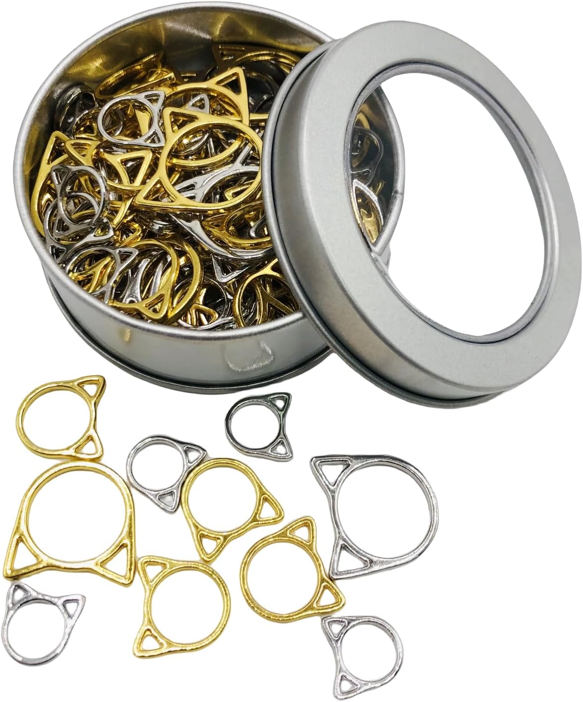 Hilsayum 30PCS Cat Stitch Marker Knitting Stitch Markers Metal Crochet Markers Ring Crocheting Accessories for Weaving, Handmade Crafts