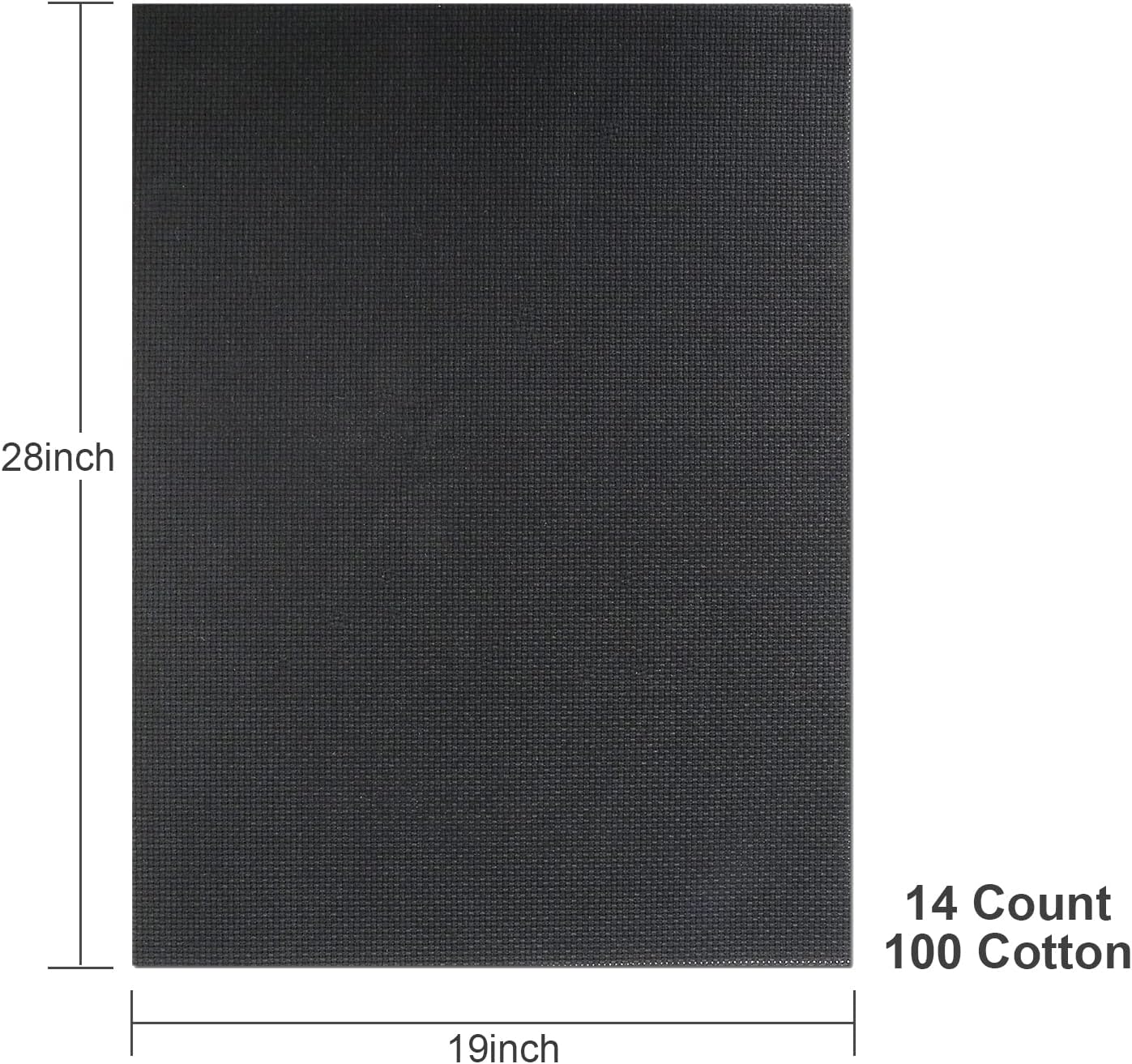 Aida Cloth 14 Count Cross Stitch Fabric,19×28inch (14CT, Black)
