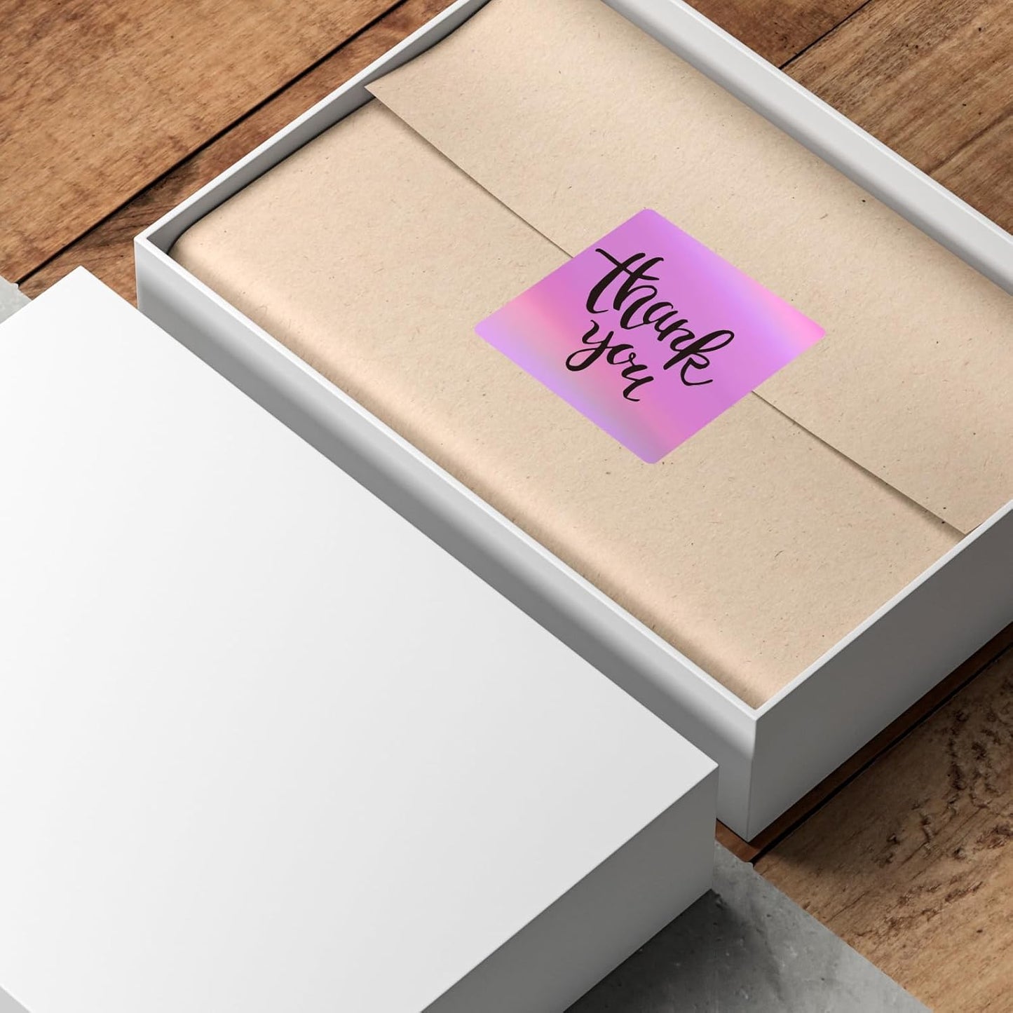 2" x 2" Square Thermal Labels Stickers, Holographic Thermal Stickers Labels, Self-Adhesive Glitter Direct Thermals Label for Small Business, DIY Design- Holographic Pink