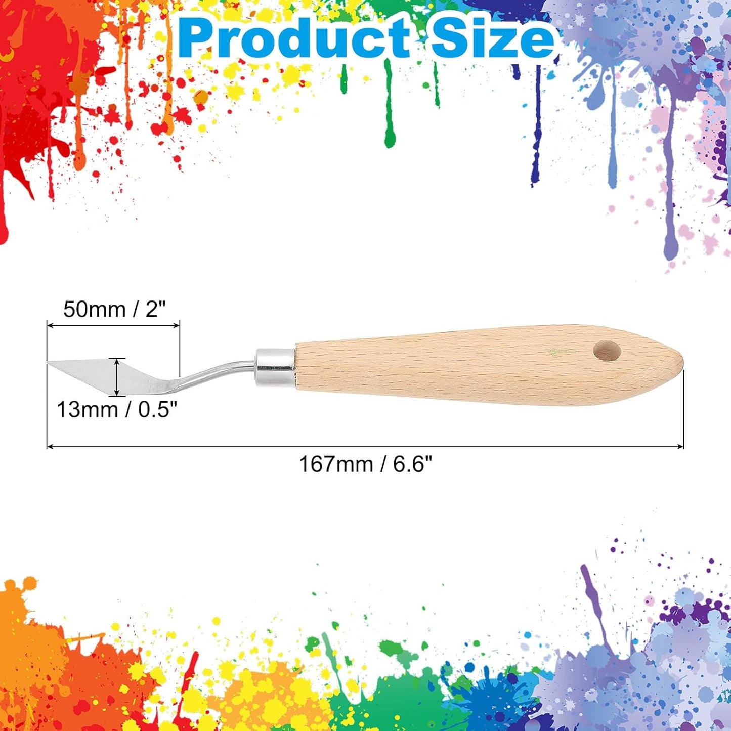 PATIKIL Art Spatula, No.1 13mm Stainless Steel Flexible Palette Knife Painting Knife Painting Spatula Oil Painting Mixing Scraper with Wood Handle for Canvas Acrylic Painting, Brown