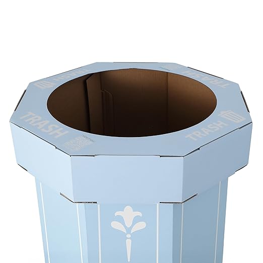 Eyely MPH1301B-SET2 Sal 25-Gallon Disposable Corrugated Cardboard Event Trash Can and Recycling Bin for BBQs, Beach, Parties & Events & Outdoor Activities, Bridal Blue (Set of 2)