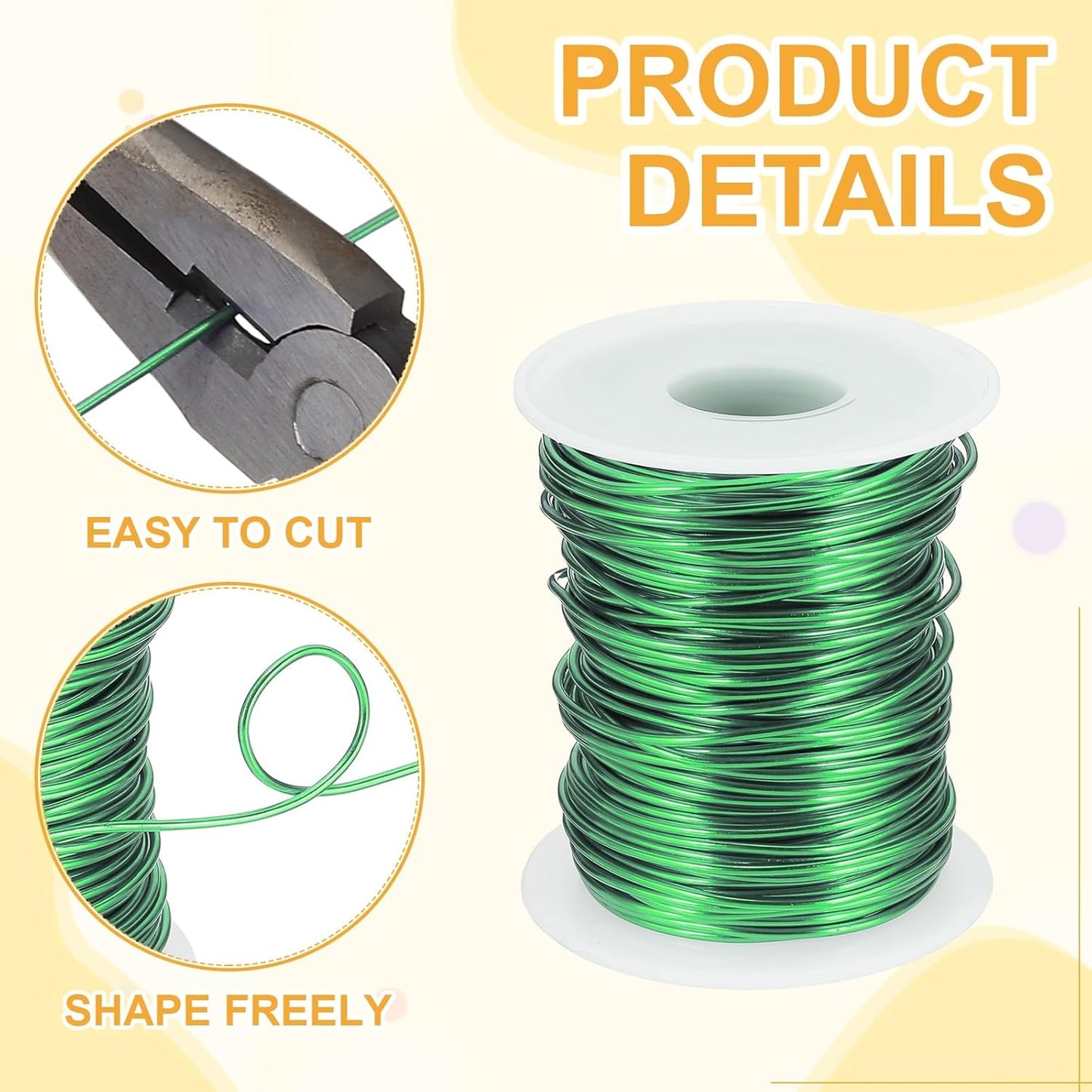 uxcell 16 Gauge / 1.5mm Anodized Aluminum Wire for Jewelry Craft Making, 102 Feet Bendable Flexible Wire for DIY Home Decor Gardening Sculpture, Green