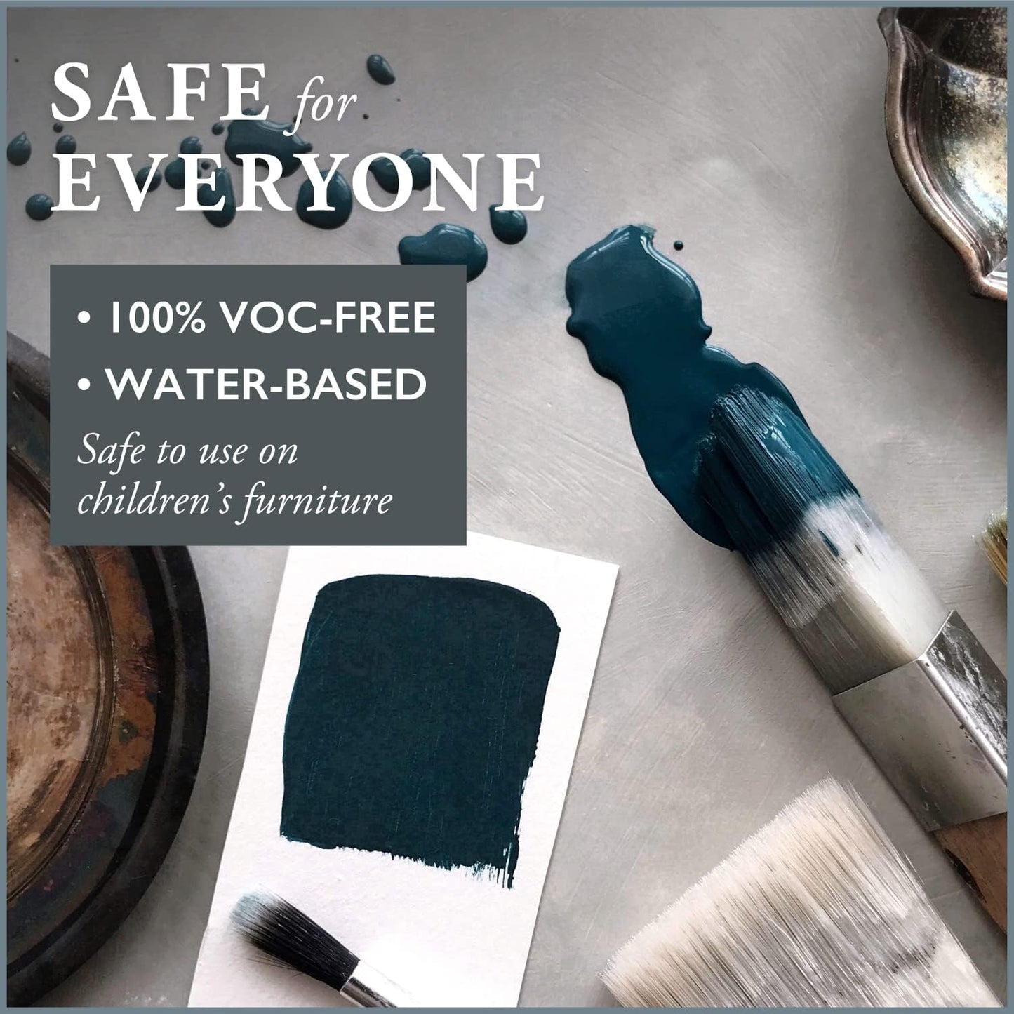 AMY HOWARD AT HOME Chalk-Based One Step Paint for Furniture, Cabinetry, Decor, Finish, and More | No Stripping, Sanding, or Priming | Dark Base | 16 Ounce | Brooks Grey