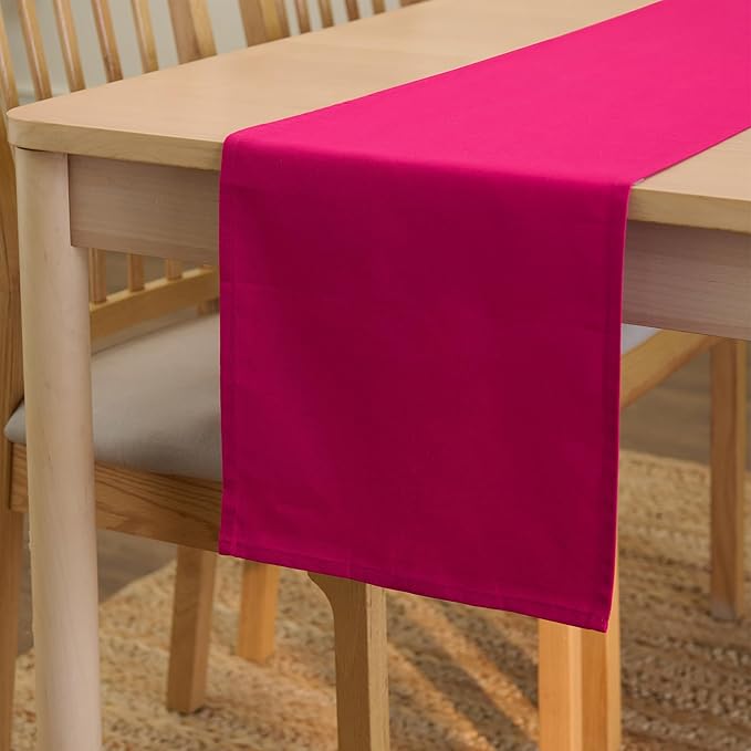 Encasa XO Table Runner 13"x59" Long | Cotton Canvas Fabric | Light Pink Solid Color | Machine Washable & Durable