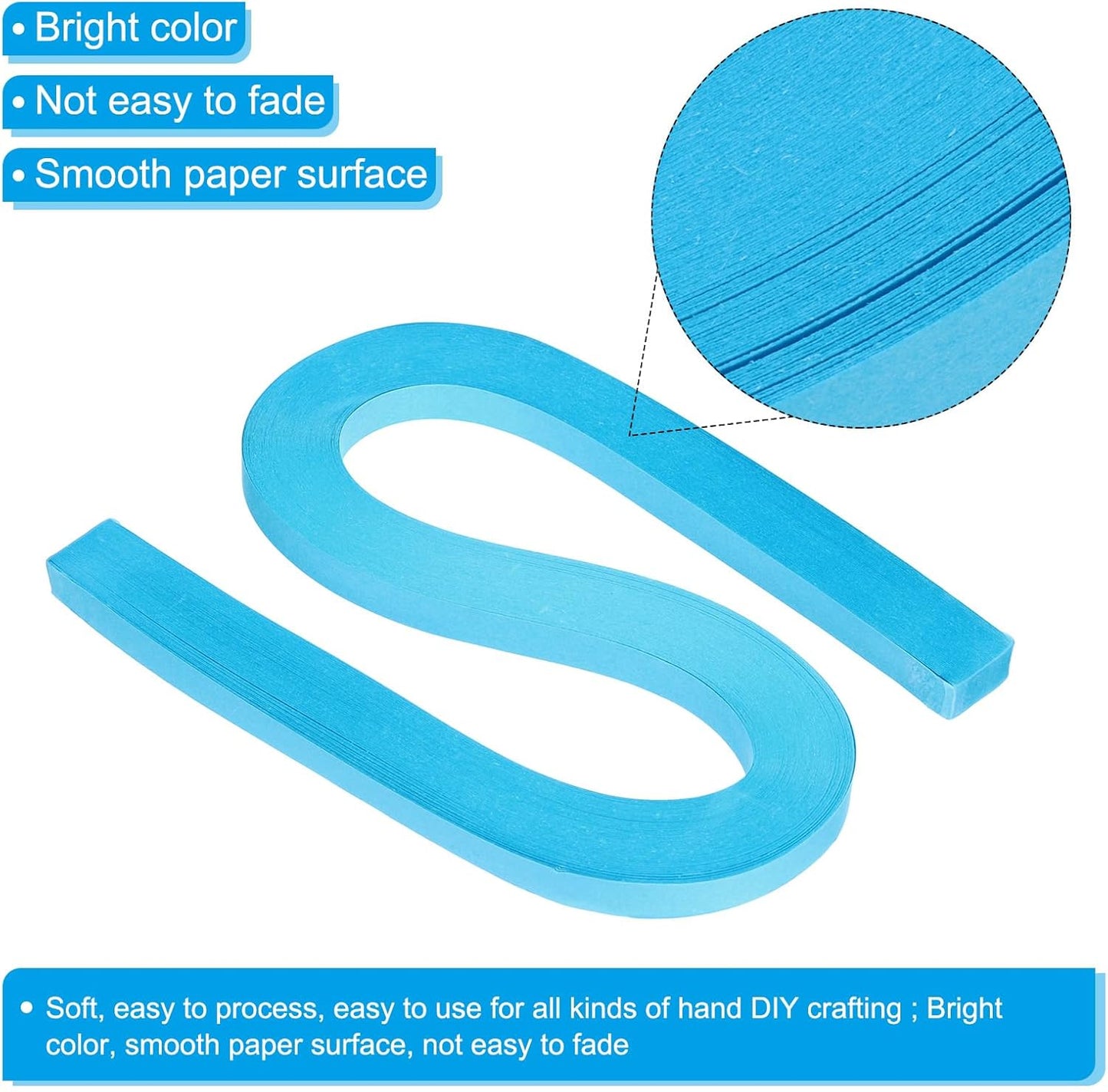 PATIKIL 360pcs Quilling Paper Strips Paper Flowers Quilling Kits 3/8"(10mm) Origami Paper for Adults Beginner Art Craft, 21"(54cm) Lake Blue