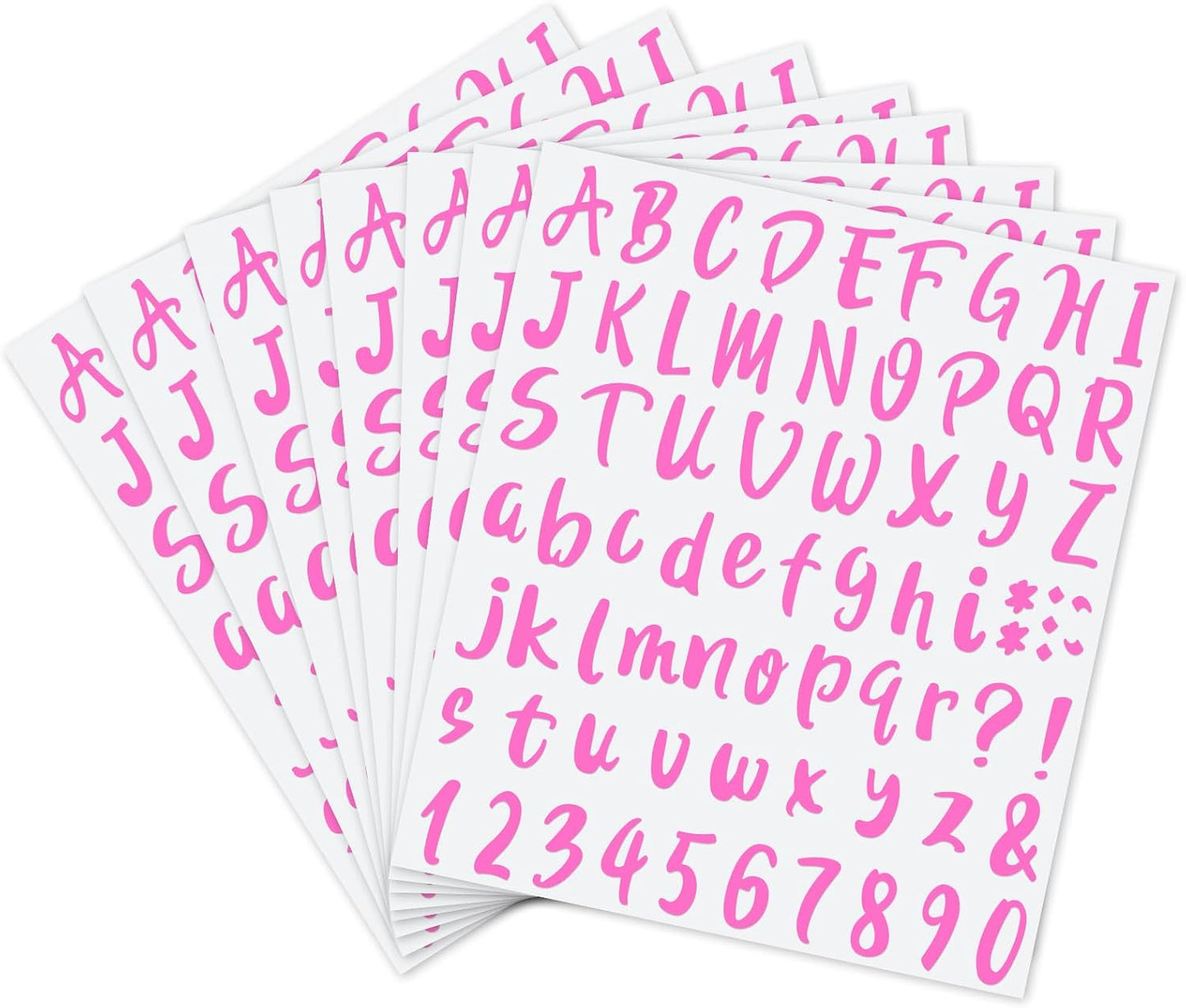 Outus 576 Pieces 8 Sheets Letters Stickers Self Adhesive Vinyl Letter Alphabet Number Stickers Mailbox Numbers Sticker, Decals for Classroom Decor, Sign, Door(Pink,1 Inch)
