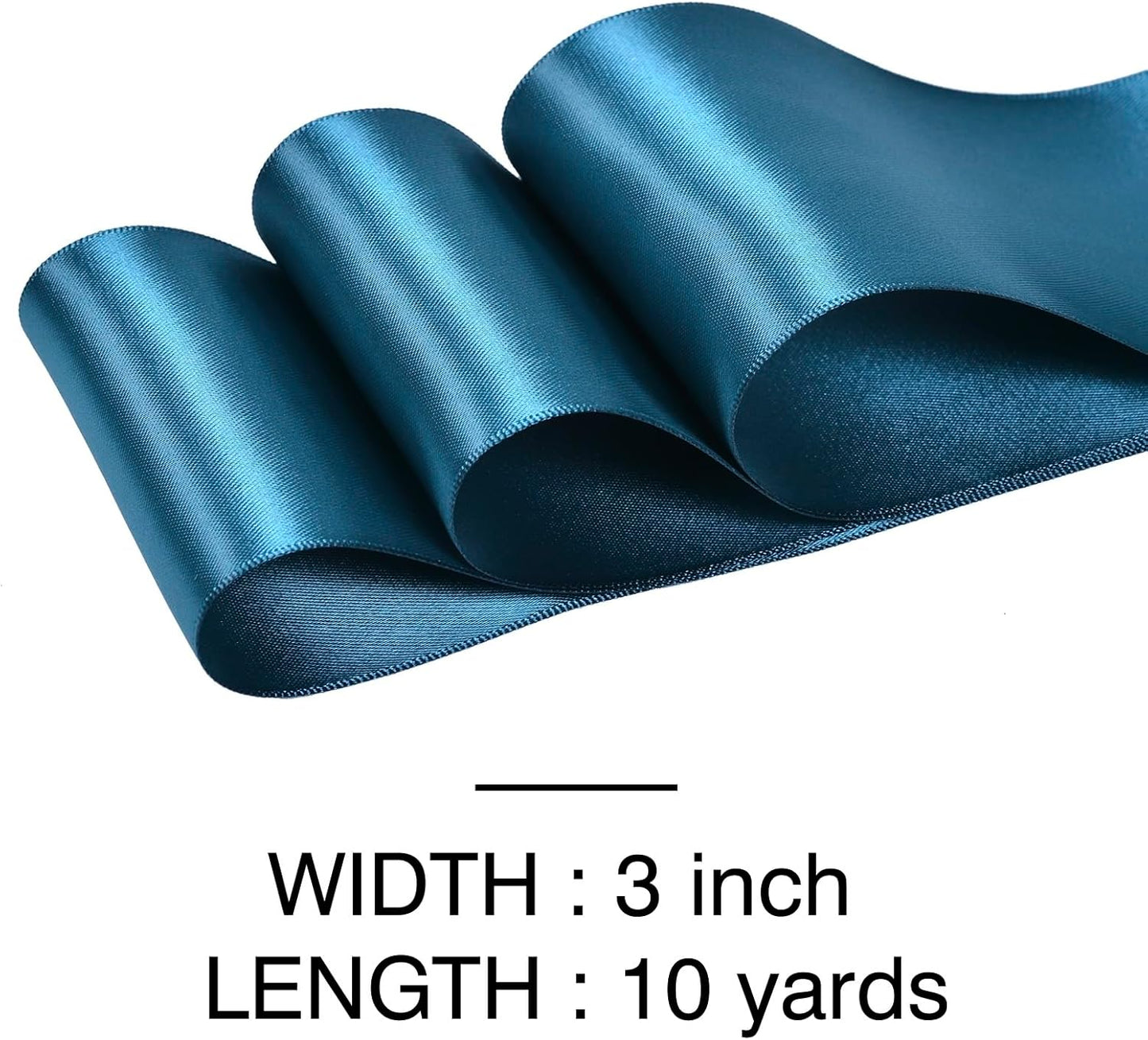 YAMA Teal Double Faced Satin Ribbon, 3 Inch 10 Yards, Great for Crafts Bows Flower Bouquet Wedding Home Decor Gift Wrapping