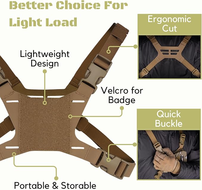 Let-Me-Be FoldPanel Chest Vest Set, Chest Rig Phone Mount for Plate Carrier Accessory Navigation Board, Outdoor Hiking Fishing Cycling Tactical Vest Wearable Phone Carrier for 4.7"-6.7" Screen
