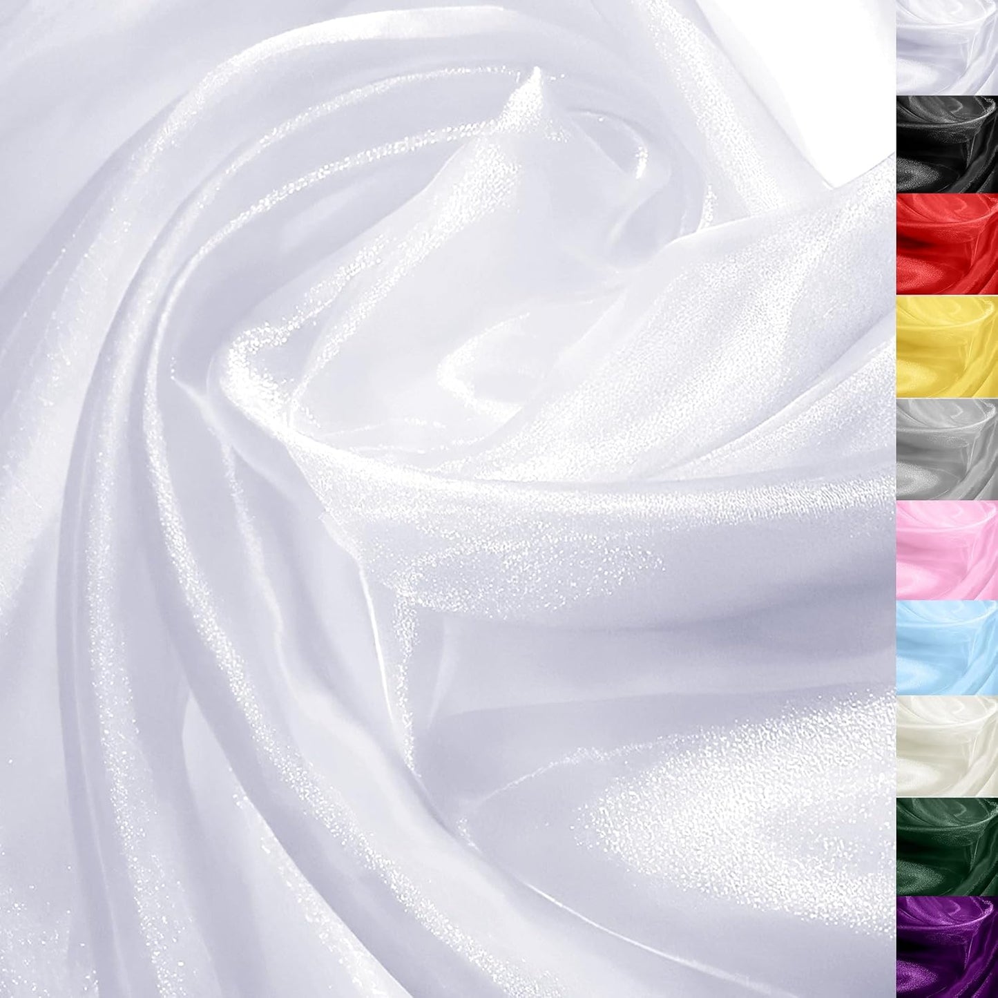 White Organza Fabric – 44" x 10 Yards Wide Crystal Sheer Tulle for Wedding Decorations, DIY Sewing, Drapes, Party Backdrops, Chair Sashes & Gown Overlays – Lightweight & Elegant