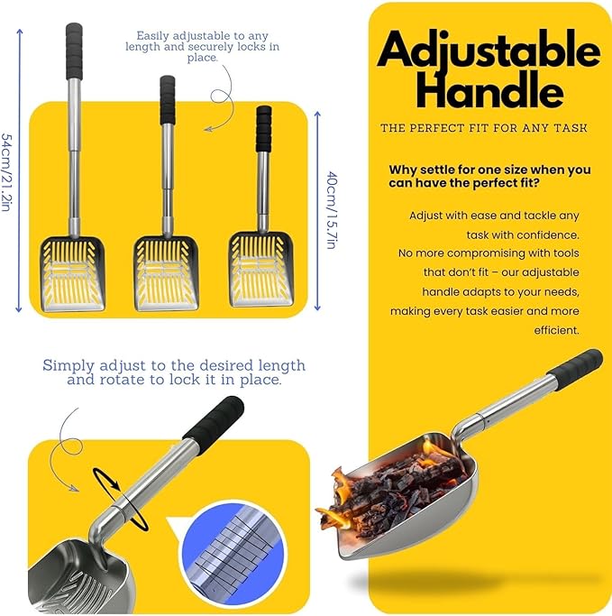 Hollow-Out Ash Sifter - Heat-Resistant Metal Coal Scoop, Adjustable Fire Pit Scoop, Fireplace Ash Sifter Oven Shovel | Fireplace Tools for Woodstove to Separate Coals Outdoor Wood Stove BBQ Campfire