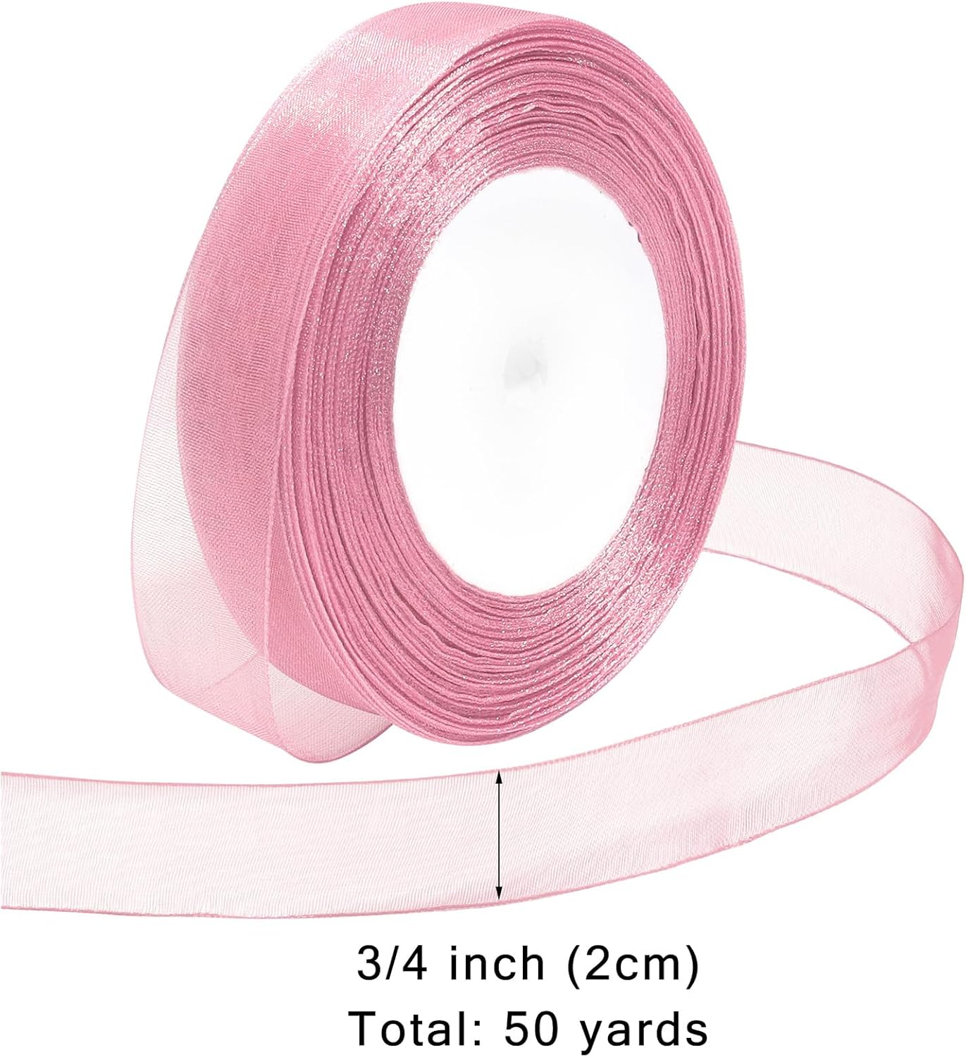 Ribbon for Gift Wrapping 3/4 inch Rose Gold Sheer Organza Ribbon for Flower Bouquet Tulle Thin Chiffon Ribbons for Wedding Invitations Christmas Halloween Presents Decorations Crafts 50 Yards