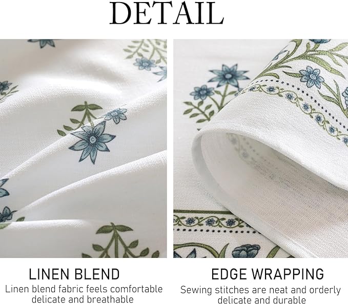ISAENNE Designer White Linen Table Cloth for Rectangle Table,Chinoiserie Floral Elegant Indoor Tablecloth,Fall Stain Proof Decor Tablecloths for Dining Thanksgiving Kitchen,55"*79"-Mosella F