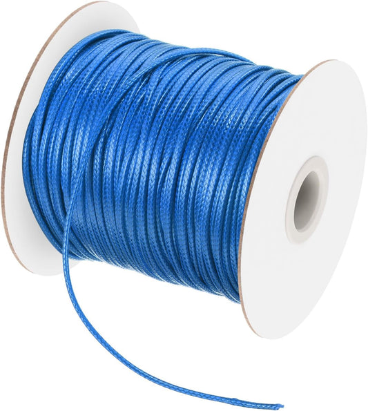 MECCANIXITY Waxed Cord 2mm Waxed Polyester Cord 98 Yard Wax String for Bracelet Making, Necklaces, Beading, Jewelry Making and DIY Crafts(Bright Blue)