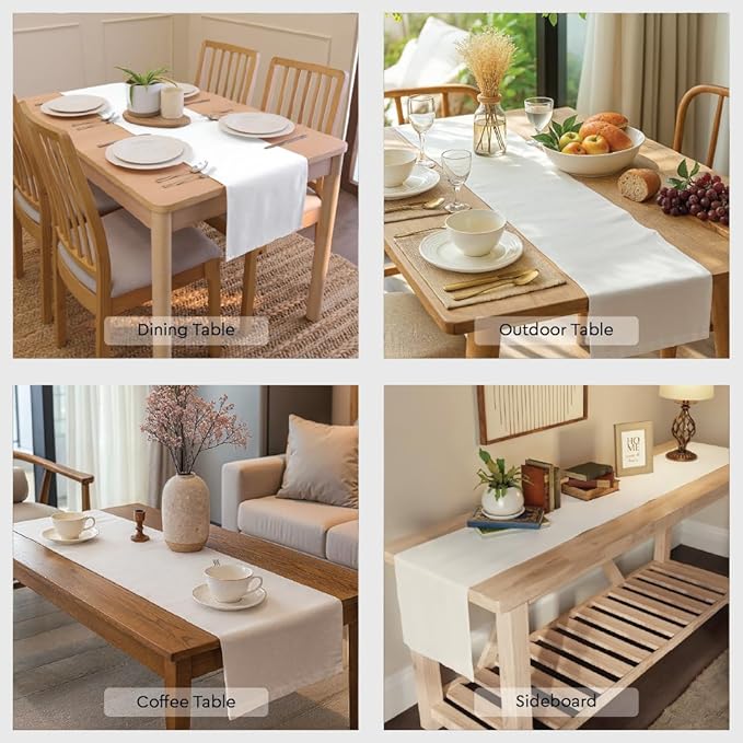 Encasa XO Table Runner 13x72 in Long | Cotton Canvas Fabric | Mango Solid Color | Machine Washable & Durable