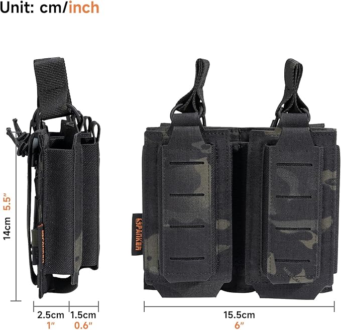 EXCELLENT ELITE SPANKER Tactical Open-Top Single/Double/Triple Molle Mag Pouch for Pistol Mag Pouch Tactical Bag Accessories Holder