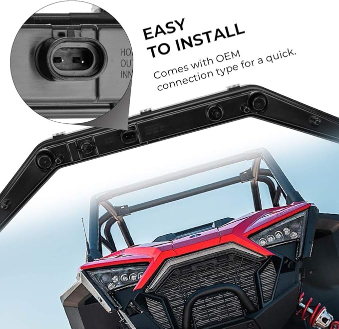 KEMIMOTO PRO XP Light Compatible with Polaris RZR PRO XP/R/Turbo R 2020-2024, LED Fang Front Accent Light ABS Easy Installation IP67 Waterproof #2884346