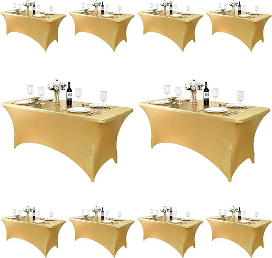 10-Pack 8ft Spandex Table Covers for Rectangle Folding Tables - Washable Elastic Tablecloth - Ultimate Fitted Table Protector for Parties, Trade Shows, Banquet, and Wedding