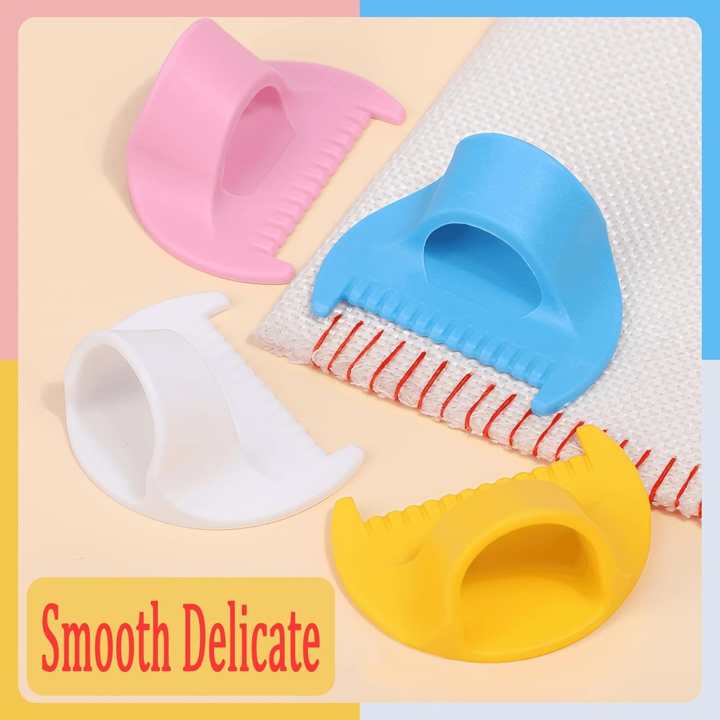 2 PCS 3mm Edge Lock Seam Guide, Mini Sewing Finger Ruler for Hand Sewing, DIY Sewing Kit Tool, Sewing Needle Gauge Measuring Guide, Pink