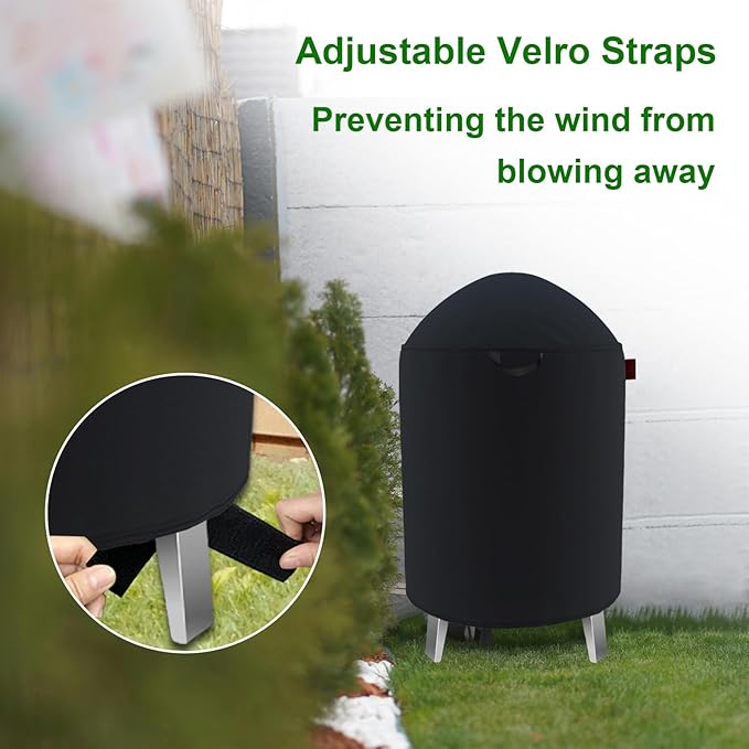 Outdoor Round Smoker Cover Fits Char-Broil 16" Bullet Smoker, Realcook 17" Smoker, OURCAMP 17" BBQ Smoker, Cuisinart COS-116 Vertical Charcoal Smoker,Joyagrill 17-1/2" Smoker Grill (22" D x 30" H)
