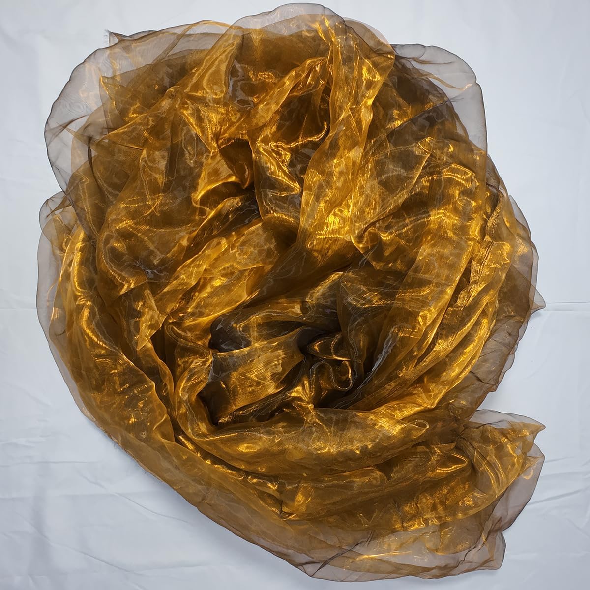 Two-Tone Iridescent Holographic Organza Fabric - 11 Yards | Lightweight Sheer Gauze Voile Tulle | for Dresses, Party Decor, DIY Crafts, Shiny Backdrops(Dull Gold)