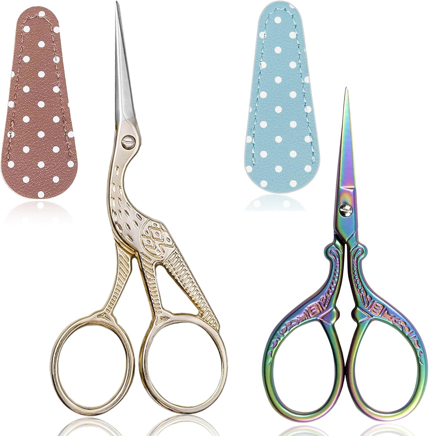 BIHRTC Stork Crane Scissors with Leather Cover Stainless Steel Scissors Bird Sewing Scissors Shears DIY Tools Dressmaker Small Scissors for Sewing Crafting Art Work Threading Needlework