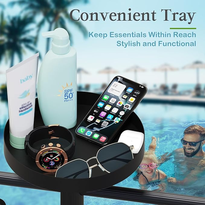 Pool Towel Rack Outdoor with Built-in Tray – Adjustable, Heavy-Duty Towel Racks & Storage for Backyards