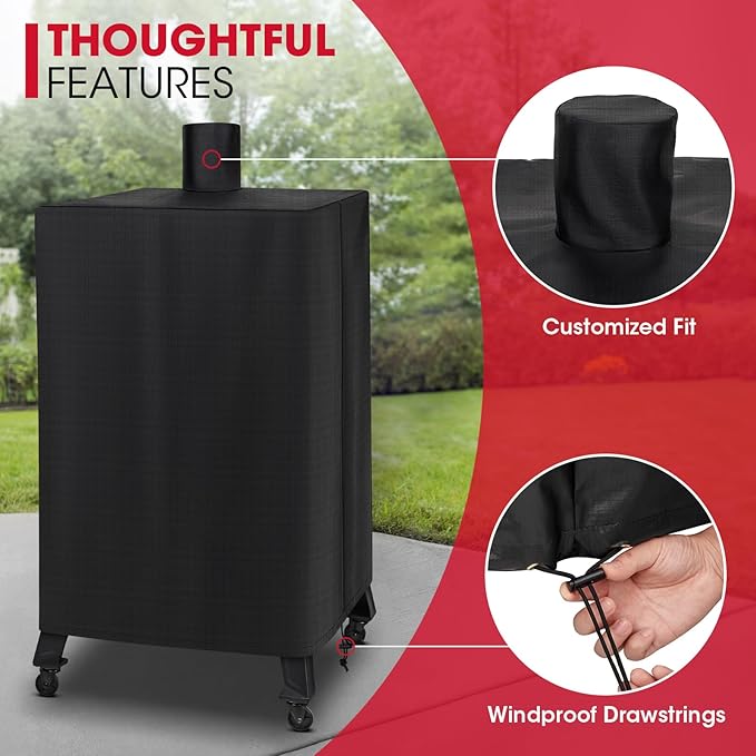 Unicook Vertical Smoker Cover Compatible with Pit Boss 4, 5, 7 Series, Wood Pellet Grill Cover for Outside, Outdoor Waterproof BBQ Protector, Compared to Pit Boss 73550