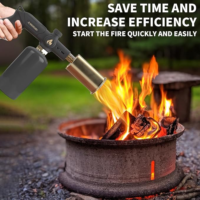 Powerful Propane Torch, Stocking Stuffers Gift for Men Dad, Culinary Blow Kitchen Cooking Torch for Steak Searing, Campfire Charcoal Starter for Blackstone Griddle Accessories (Tank Not included)