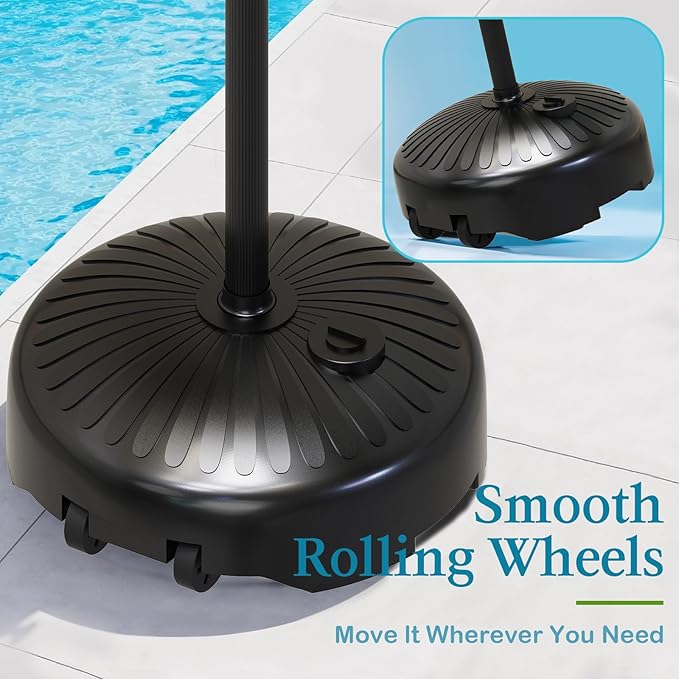 Sturdy & Solar-Powered Pool Towel Rack Outdoor - Adjustable Towel Racks with Wheels & Lights for Backyards