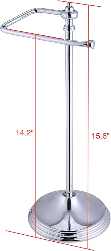 SunnyPoint Heavy Weight Classic Decorative Metal Fingertip Towel Holder Stand for Bathroom, Kitchen, Vanity and Countertops; Hanging Bar is 14.2" Height (Chrome, 15.6" x 5.6" x 5.6")