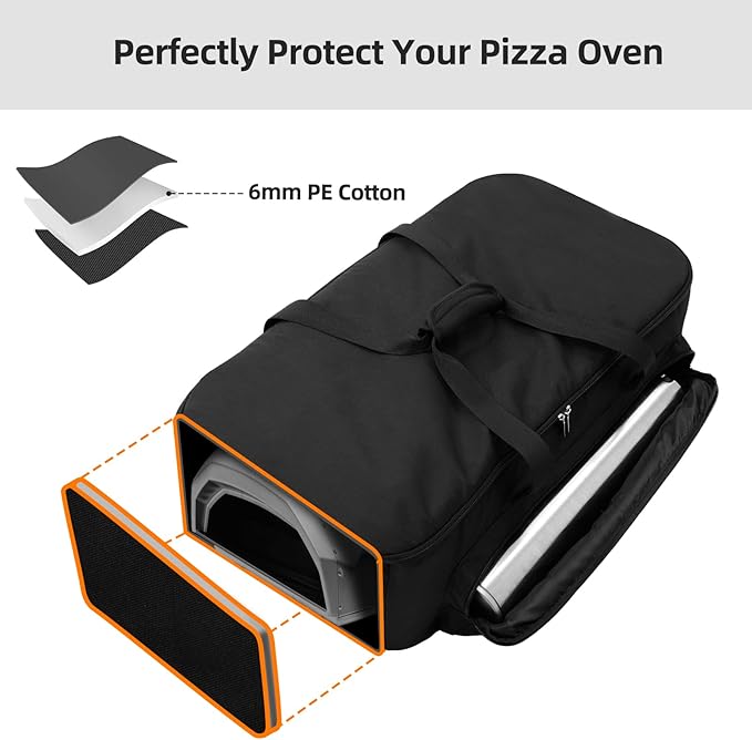NOELIFE 6mm Padded Bag for Ooni Karu 12 and Karu 2, Outdoor Portable Carrying Case with Pockets for Ooni 12G Pizza Oven Accessories, Heavy-Duty and Water Resistant (Oven Not Included)