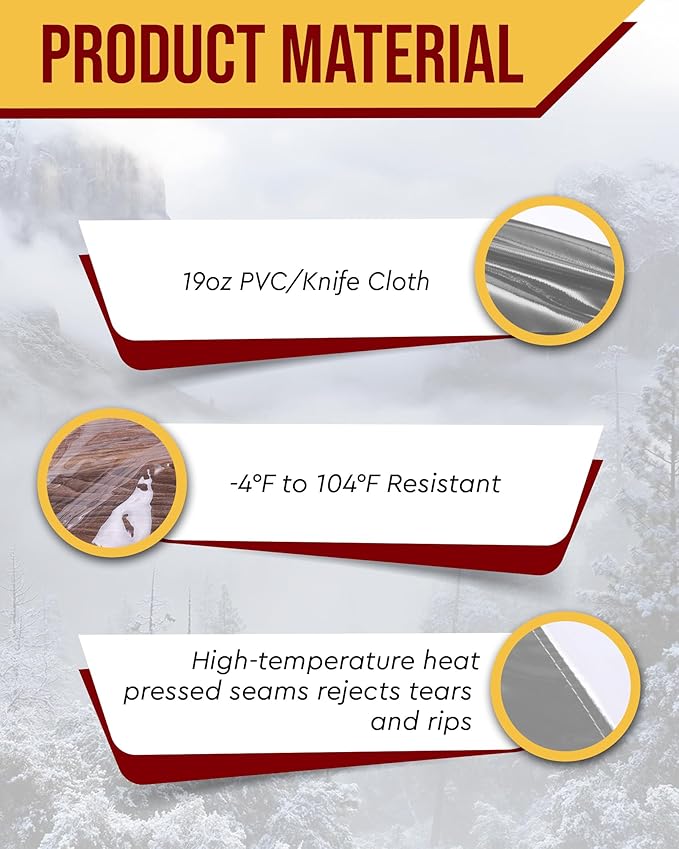 FoundGo 10'Hx07'W Vinyl Curtains for Patio 19oz, Outdoor Clear Vinyl Patio Enclosure,Heavy Duty Clear Tarp Waterproof Vinyl Tarps with Grommets for Pergola, Balcony,Porch,Gazebos，-4℉ Cold Resistant