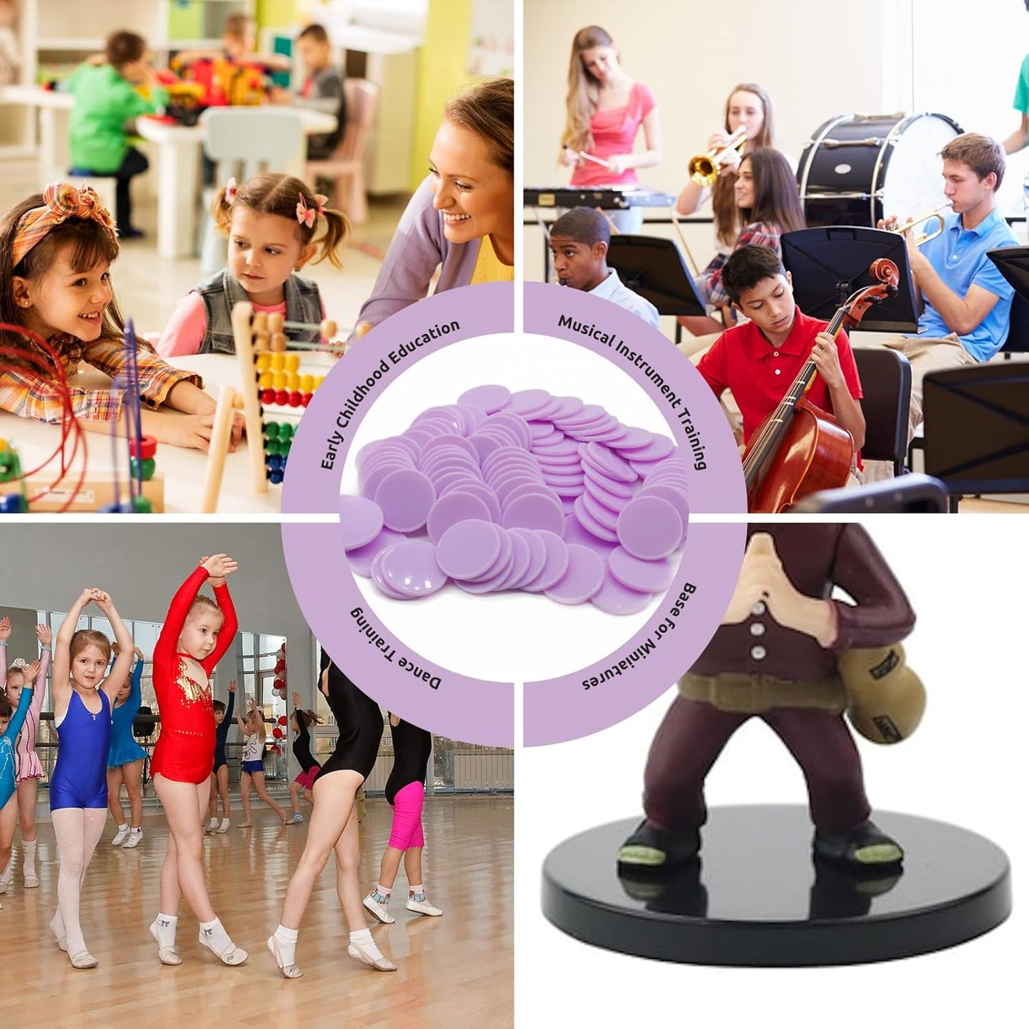 Set of 100 Opaque Plastic Learning Counters Mini Poker Chips Game Tokens with Storage Box (Thistle, 1 Inch)