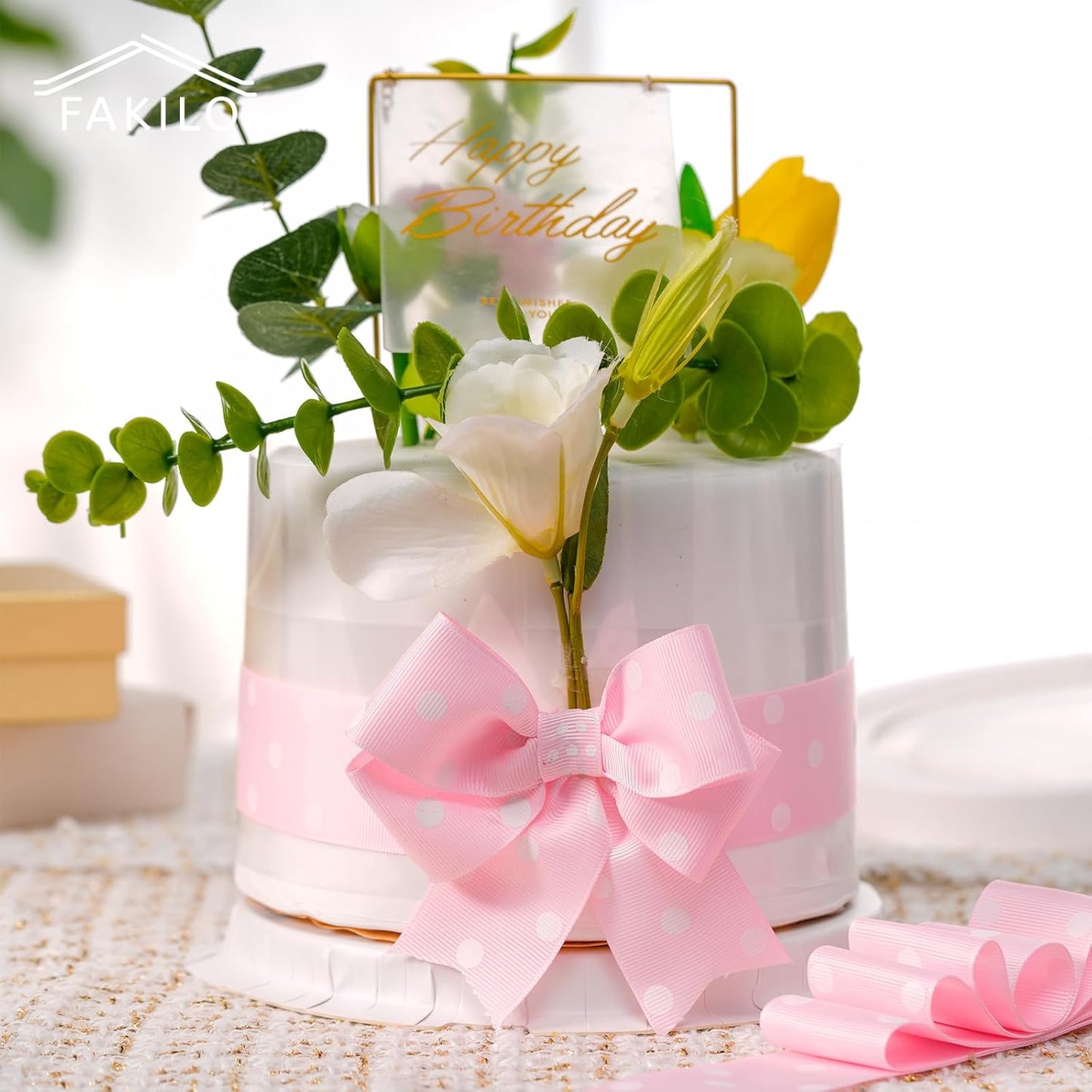 Polka Dot Grosgrain Ribbon 1.5 Inch, 25 Yards Spool Pink and White Dot Craft Ribbon for Christmas Gift Wrapping DIY Crafts Hair Bows Wedding Party Decor Sewing and Home Decoration