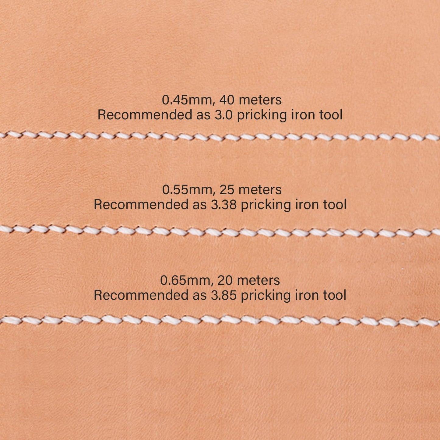 WUTA Leather Waxed Thread Round Polyester Sewing Threads Leather Craft Hand Stitching Line DIY Bracelet Thread Repair Work Cord with 12 Pcs Needles and Storage Bag (0.65mm)