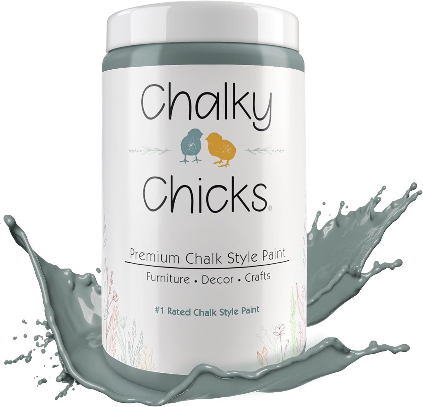Chalky Chicks All-in-One Chalk Paint for Furniture or Cabinet - 32 Fl Oz - Matte Finish Sea Glass (Light Blue) for Metal, Wood Furniture Paint - No Sanding All-in-One for Home Decor & Crafts, USA Made