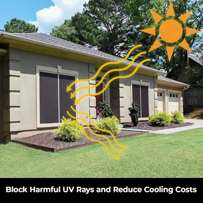 Custom Solar Screens for Windows Exterior 95% Shade - Pre-Framed Solar Window Screen Mesh - Home Improvement for Reduced Glare & Heat - UV Blocker Fabric - Fully-Assembled & Ready to Install
