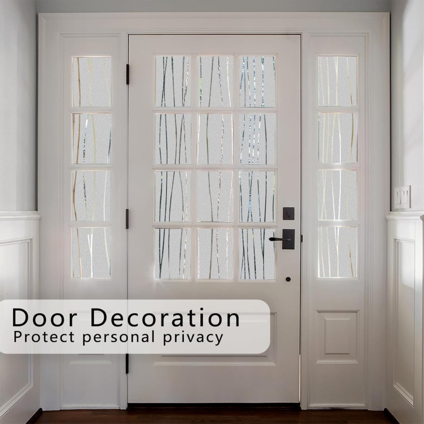 Finnez Window Privacy Film Decorative Frosted Window Cling Privacy Film for Glass, Non-Adhesive Heat Anti-UV for Home Office Living Room, Irregular Stripe Patterns, 35.4 x 78.7 Inches