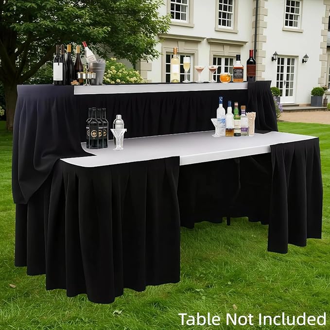 Bar Top Riser Tables Bar Riser with Skirt Mobile Folding Table Foldable Portable Risers for Banquet Events Home Party Picnics Restaurants(Table Not Included)(White,6 ft)