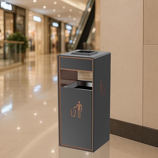 Stainless Steel Commercial Trash Can,Heavy Duty Brushed Finish Garbage Bin, Fingerprint-Resistant Large Indoor Outdoor Trash Can for Office, Hotel Lobby, Conference Hall, 13"x13"x30"